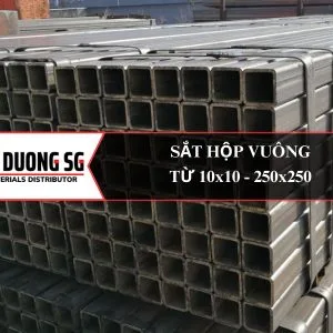 Sắt hộp vuông đa dạng quy cách từ 10x10mm đến 250x250mm gồm có sắt hộp đen, sắt hộp mạ kẽm, sắt hộp nhúng kẽm nóng.