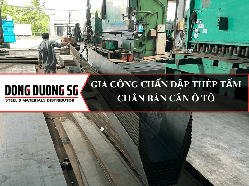 Gia công chấn dập thép tấm làm chân bàn cân ô tô.