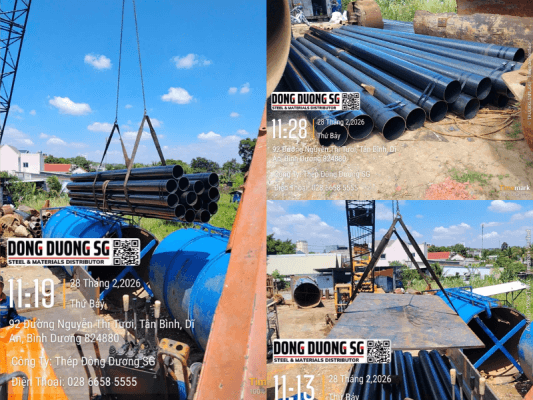 Bàn giao thép tấm 4ly và thép ống đen phi 273 cho dự án tại tỉnh Bình Dương cũ