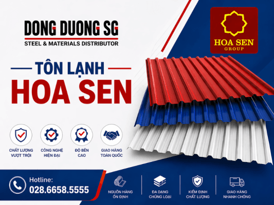 Tôn lạnh Hoa Sen: Tôn lạnh kẽm, tôn lạnh màu, tôn lạnh cách nhiệt