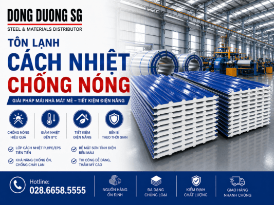 Tôn lạnh cách nhiệt chống nóng: dán PE, đổ PU, xốp EPS