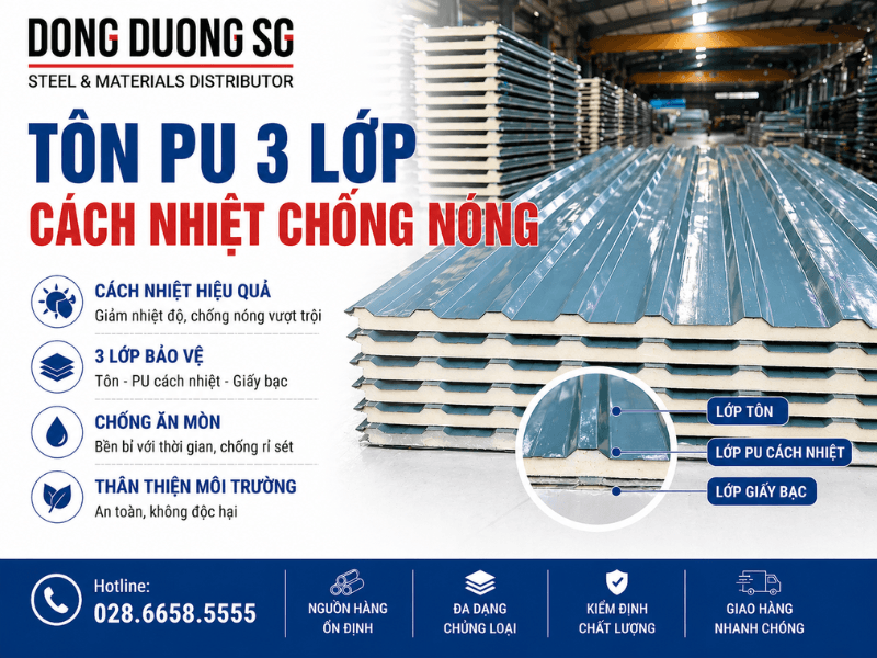 Tôn Việt Nhật Phương Nam SSSC đổ PU 3 lớp cách nhiệt chống nóng