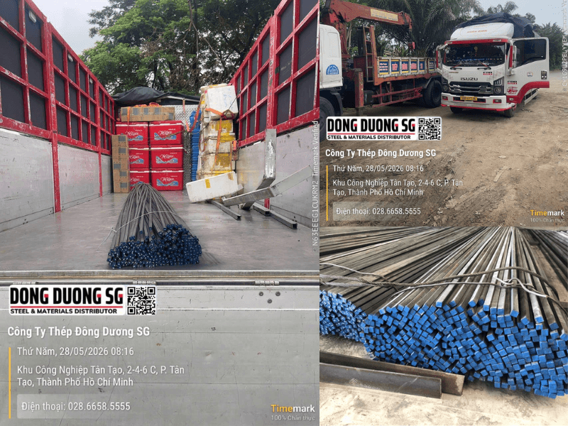 Bàn giao 3.4 tấn thép vuông đặc phi 14 giao về tình Bình Thuận, nay là tỉnh Lâm Đồng