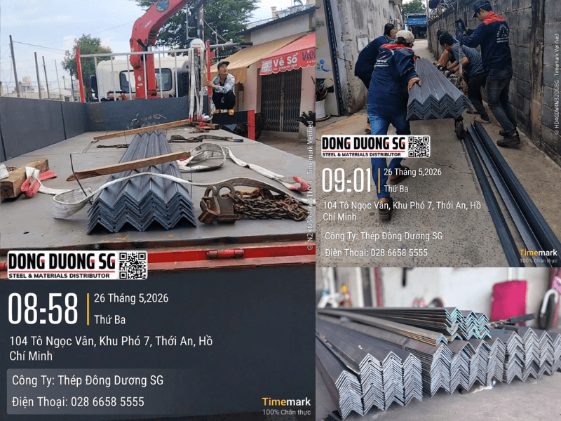 Bàn giao 3.5 tấn thép hình V63x63x5mm và V50x50x5mm về đường Tô Ngọc Vân, Quân 12, TPHCM