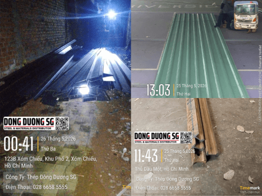 Đại lý thép Đông Dương SG bàn giao tôn lợp mái, thép cừ vât C250, thép ray P30 về các dự án ngày 25 5 2026