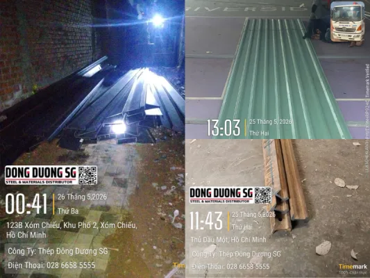 Đại lý thép Đông Dương SG bàn giao tôn lợp mái, thép cừ vât C250, thép ray P30 về các dự án ngày 25 5 2026