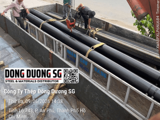 Bàn giao 6 tấn thép gồm thép ống 219, thép tấm 4ly và thép hình U120 cho dự án tại Bình Dương
