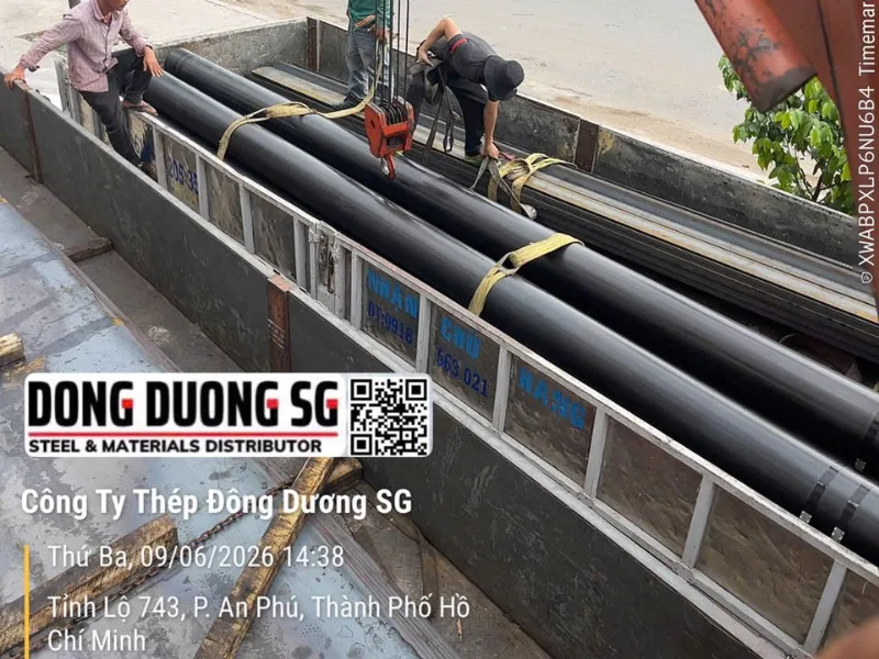 Bàn giao 6 tấn thép gồm thép ống 219, thép tấm 4ly và thép hình U120 cho dự án tại Bình Dương
