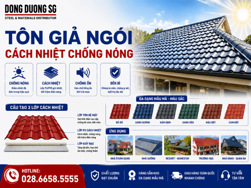 Tôn giả ngói cách nhiệt chống nóng