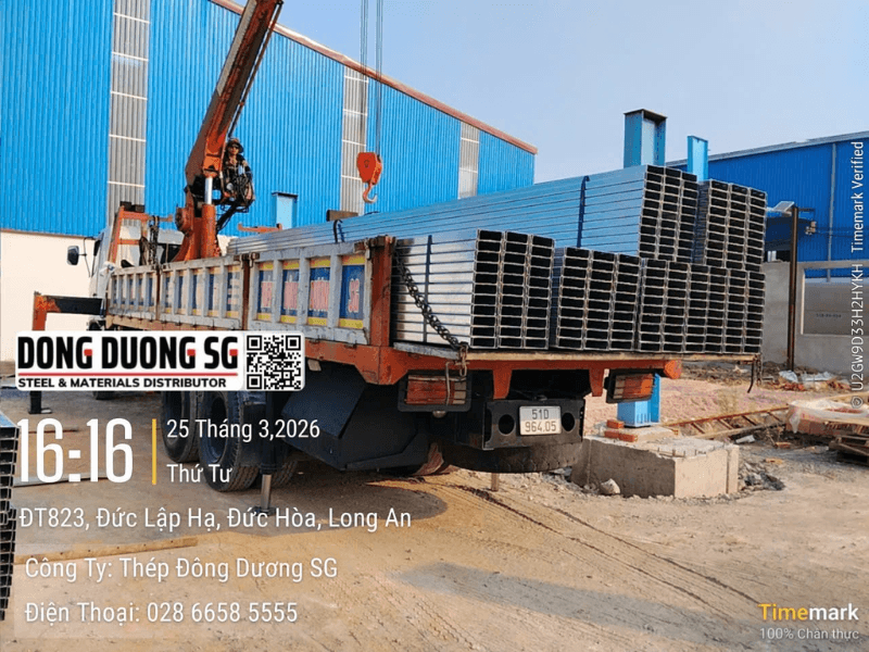 Xà gồ C mạ kẽm được giao từ công ty thép Đông Dương SG Xà gồ C mạ kẽm được giao từ công ty thép Đông Dương SG