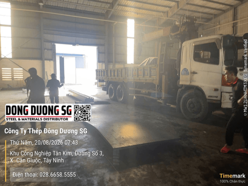 7.5 tấn thép tấm gân 3 ly giao KCN Tân Kim, Cần Giuộc, Tây Ninh ngày 20-8-2026