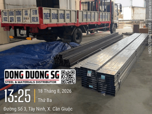 Bàn giao thép hộp mạ kẽm 50x100 và 40x80 tại KCN Tân Kim, Tây Ninh ngày 18-8-2026 ( tỉnh Long An cũ )