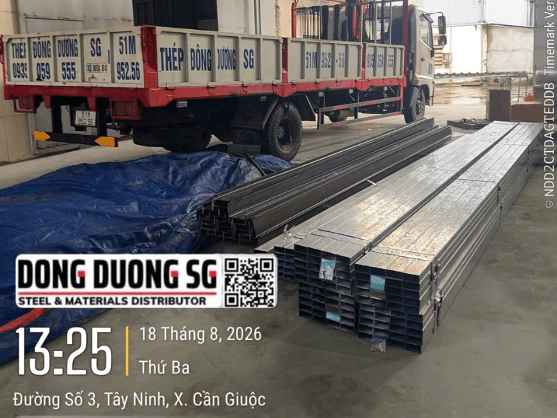 Bàn giao thép hộp mạ kẽm 50x100 và 40x80 tại KCN Tân Kim, Tây Ninh ngày 18-8-2026 ( tỉnh Long An cũ )