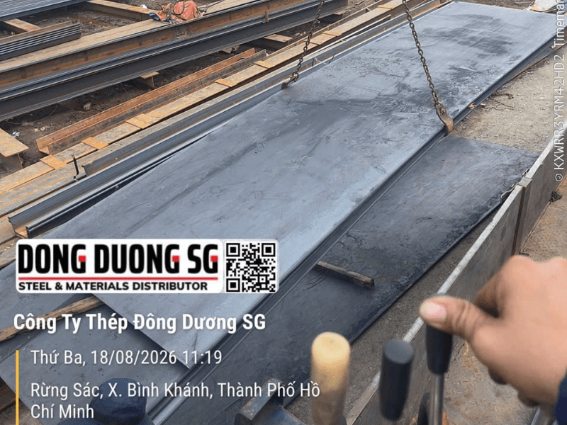 Ngày 18-8-2026 bàn giao 10 tấn thép tấm 18 ly lót đường cho dự án tại Cần Giờ HCM